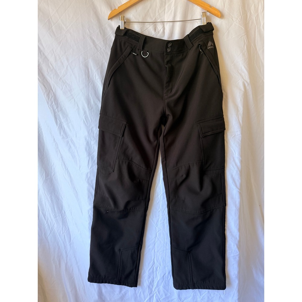RBX Mens Cargo Hiking Pants Dark Brown Adjustable Waist Softshell Outdoor